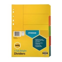 DIVIDERS MARBIG A4 MANILLA BRIGHT 5 TAB
