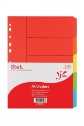DIVIDERS STAT A4 BRIGHT COLOURS MANILLA 5 TAB