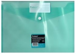 DOCUMENT WALLET PROTEXT A4 PP BUTTON CLOSURE GREEN DOCUMENT WALLET PROTEXT A4 PP BUTTON CLOSURE GREEN