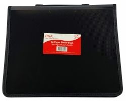 BINDER STAT A4 2R ZIPPER W/HANDLE BLACK