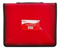 BINDER STAT A4 2R ZIPPER W/HANDLE RED