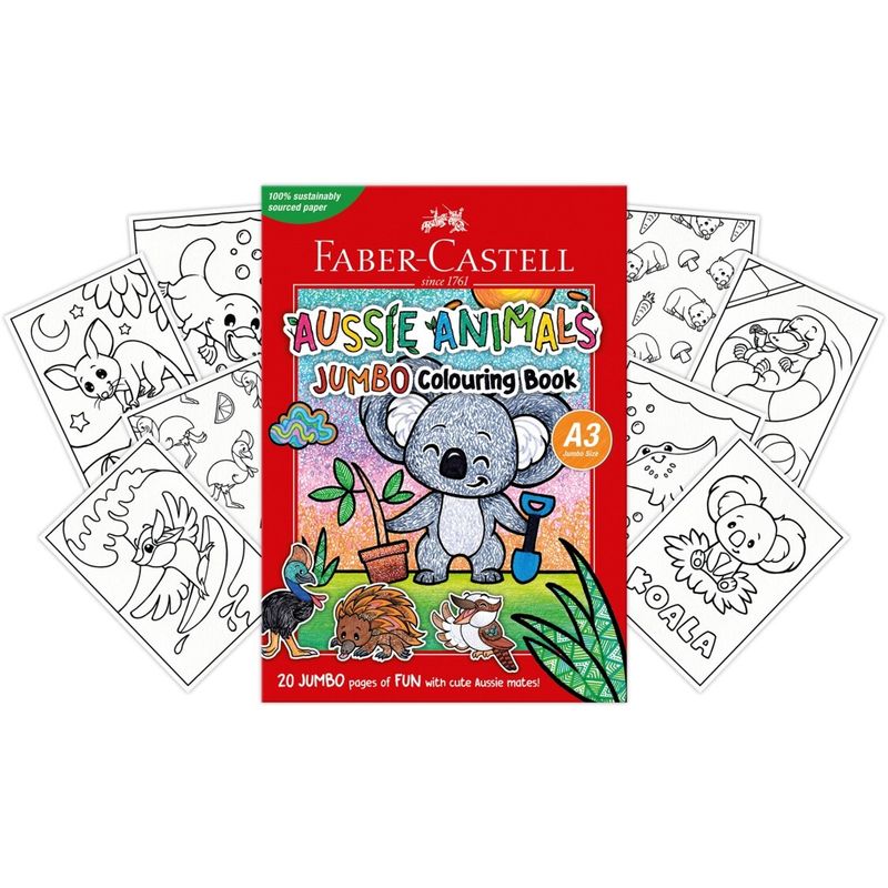 BOOK COLOURING FABER CASTELL A3 AUSSIE ANIMALS 20 PAGES