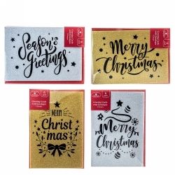 XMAS CARDS GLITTER FILM FOIL 10.5 X 15CM BX6