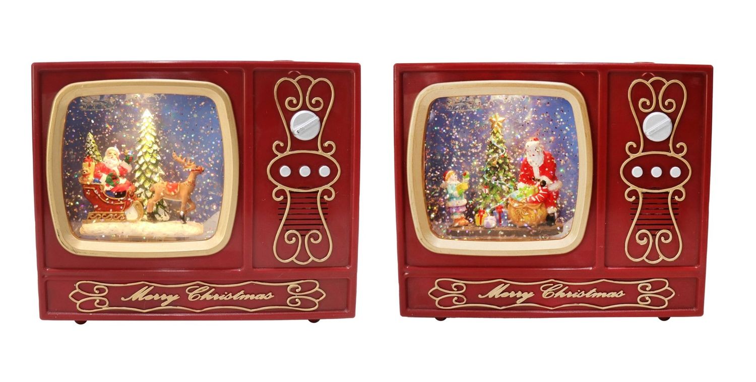 MUSICAL XMAS 18X15X7CM SANTA GLITTER SWIRL LED USB