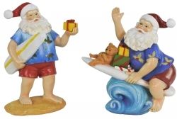 XMAS DECO SANTA RESIN SURFING 2 ASST