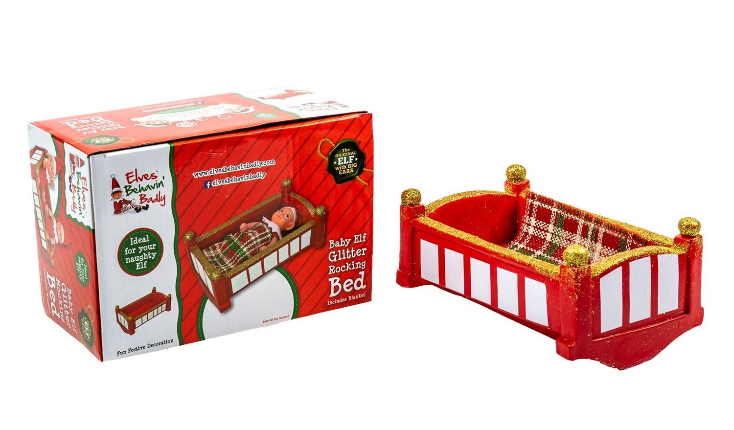 XMAS ELVES ROCKING BED WITH BLANKET