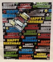 BAG GIFT MED OZCORP BLACK HAPPY BIRTHDAY