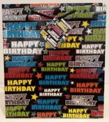 BAG GIFT LGE OZCORP BLACK HAPPY BIRTHDAY