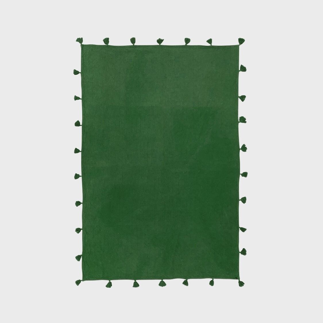 GIFT GNS VINTAGE JUNGLE NAVA COTTON THROW WITH TASSELS DEEP GREEN 170X130CM GIFT GNS VINTAGE JUNGLE NAVA COTTON THROW WITH TASSELS DEEP GREEN 170X130CM