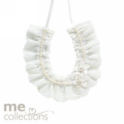 WEDDING CHARM ME HORSESHOE LACE W/FLOWER & DIAMANTE IVORY WEDDING CHARM ME HORSESHOE LACE W/FLOWER & DIAMANTE IVORY