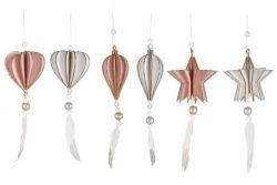 DECORATION XMAS CONSATINA TREE WITH FEATHERS 3 ASST