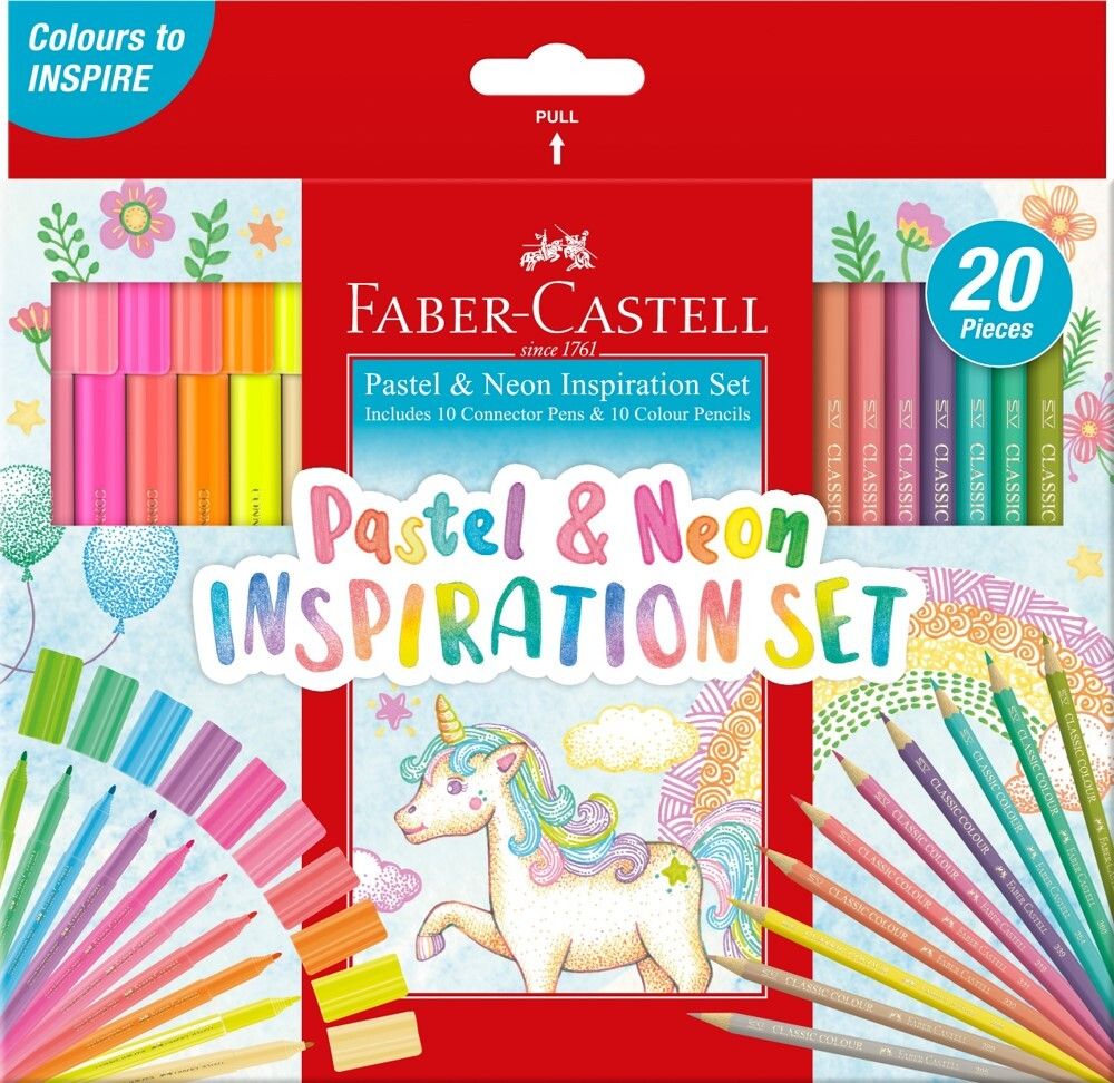ART SET FABER CASTELL INSPIRATION SET COLOURED PENCILS & MARKERS PK20 ART SET FABER CASTELL INSPIRATION SET COLOURED PENCILS & MARKERS PK20