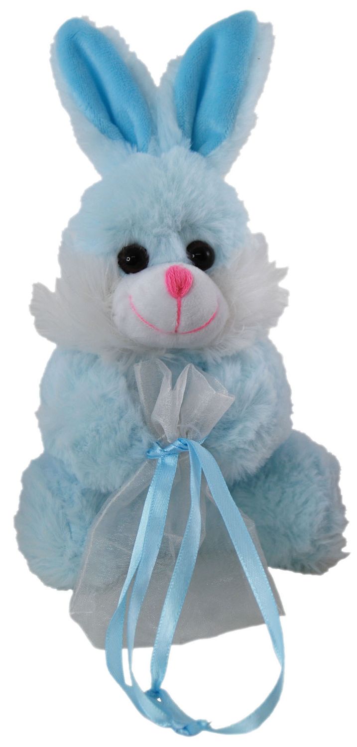 SOFT TOY ELKA 18CM BUNNY WITH BAG BLUE