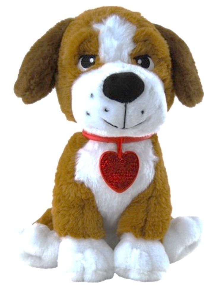 SOFT TOY ELKA 18CM DOG MANILOW W/HEART BROWN