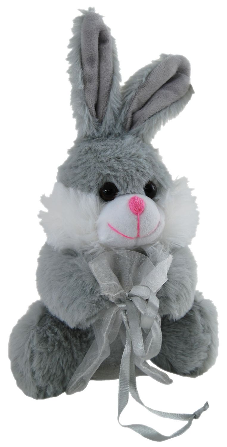 SOFT TOY ELKA 18CM BUNNY WITH BAG GREY