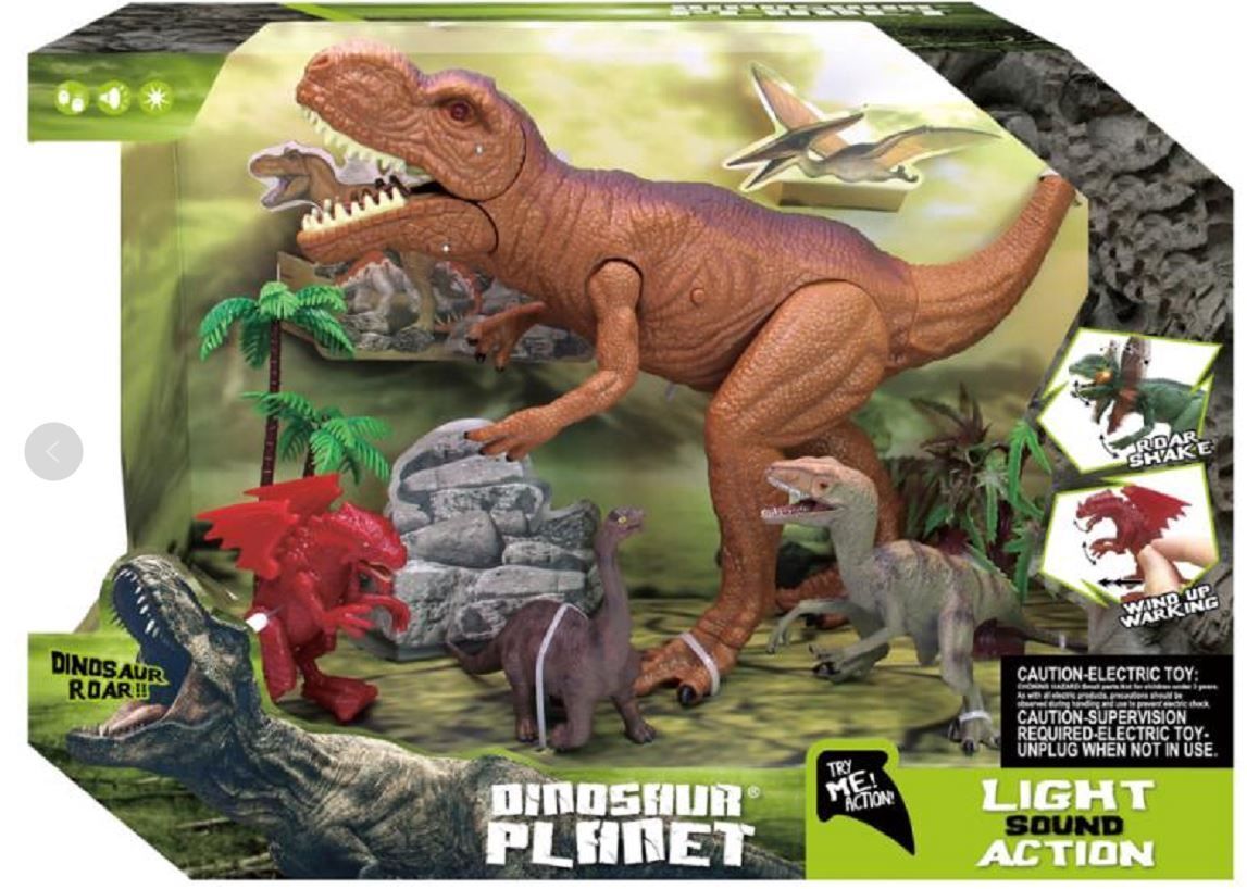 SP- TOY DINOSAUR LIGHT & SOUND T-REX WITH 3 EXTRA PIECES & ACCESSORIES