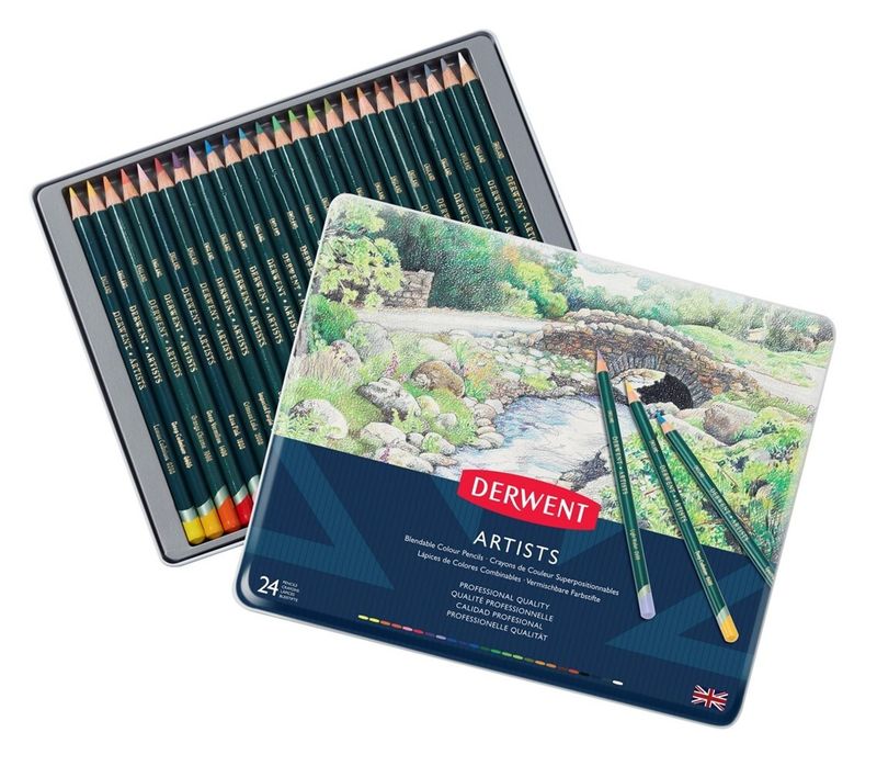 PENCIL COLOURED DERWENT ARTISTS TIN 24