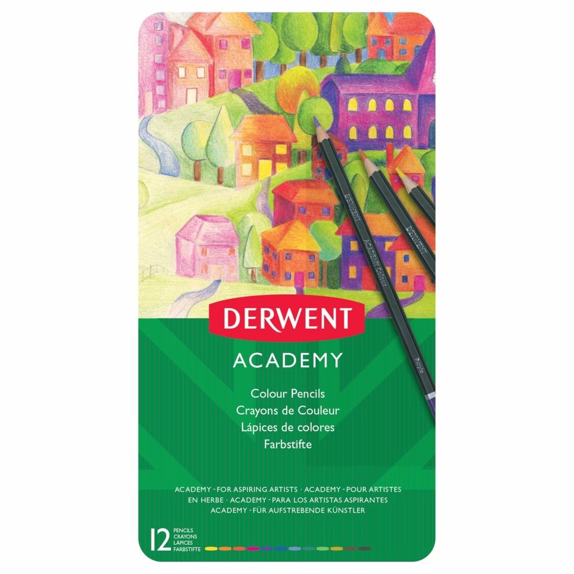 PENCIL COLOURED DERWENT ACADEMY TIN 12