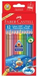 PENCIL COLOURED FABER GRIP WATERCOLOUR 12's + BRUSH