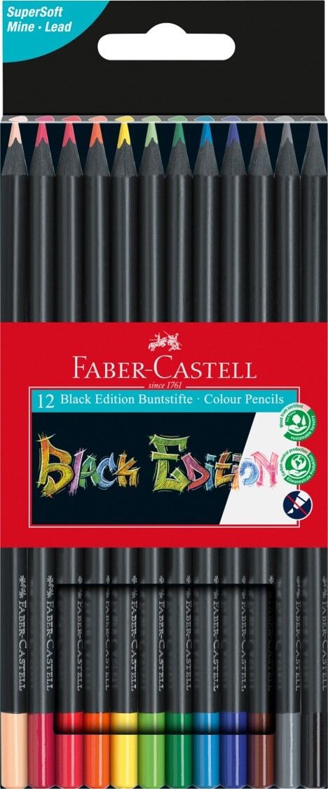 PENCIL COLOURED FABER-CASTELL BLACK EDITION PK12