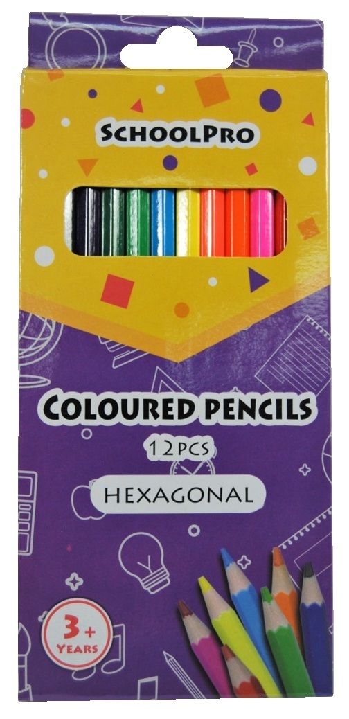 PENCILS COLOURED SCHOOLPRO HEXAGON BX12
