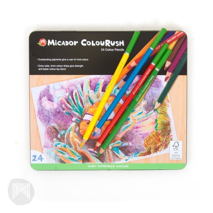 PENCIL COLOURED MICADOR COLOURUSH FSC 100% ASSORTED TIN 24 PENCIL COLOURED MICADOR COLOURUSH FSC 100% ASSORTED TIN 24