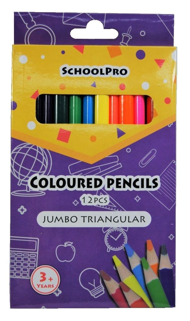 PENCILS COLOURED SCHOOLPRO JUMBO TRIANGLE BX12