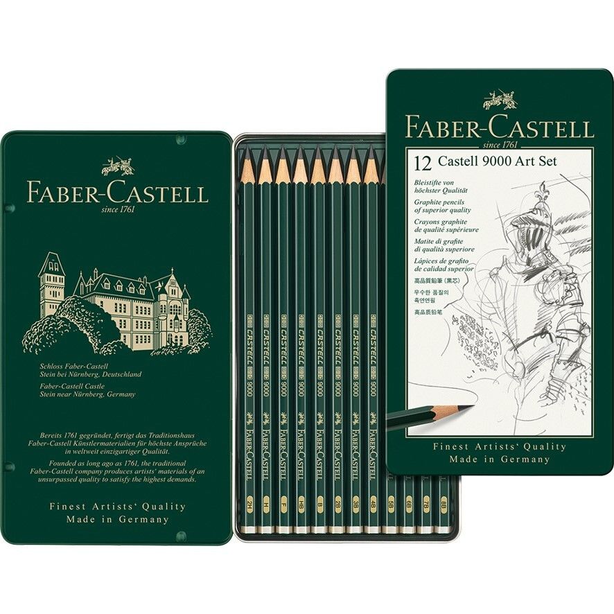 PENCIL GRAPHITE FABER-CASTELL 9000 ART SET 8B-2H TIN12 PENCIL GRAPHITE FABER-CASTELL 9000 ART SET 8B-2H TIN12