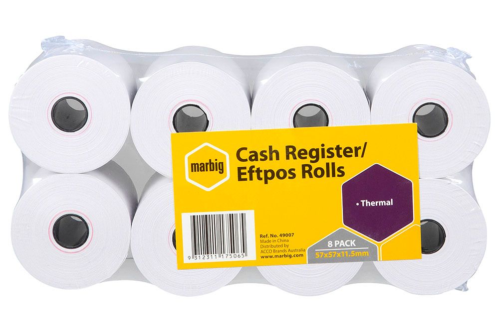 SP- CASH REGISTER ROLL MARBIG 57X57X11.5MM THERMAL PK8 SP- CASH REGISTER ROLL MARBIG 57X57X11.5MM THERMAL PK8
