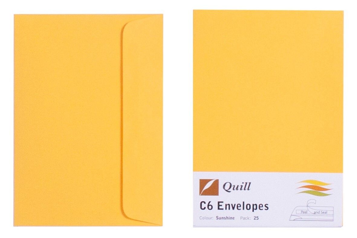 ENVELOPE QUILL C6 80GSM SUNSHINE PK25