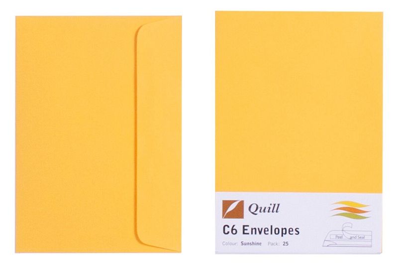 ENVELOPE QUILL C6 80GSM SUNSHINE PK25