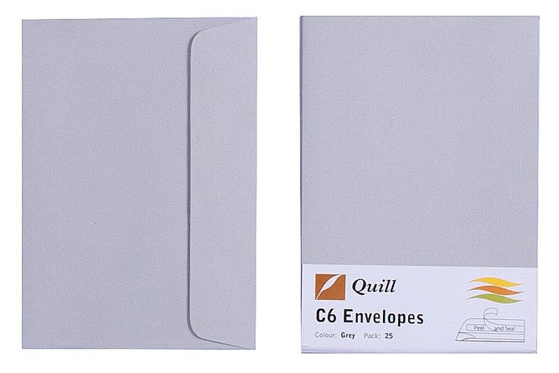 ENVELOPE QUILL C6 80GSM GREY PK25