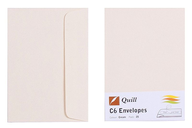 ENVELOPE QUILL C6 80GSM CREAM PK25