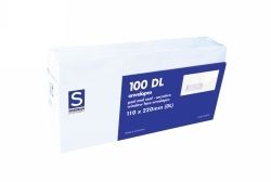 ENVELOPE STAT DL W/FACE PEEL/SEAL PK100