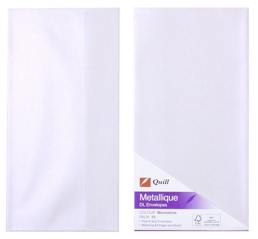 ENVELOPES QUILL DL METALLIQUE MOONSTONE PK10