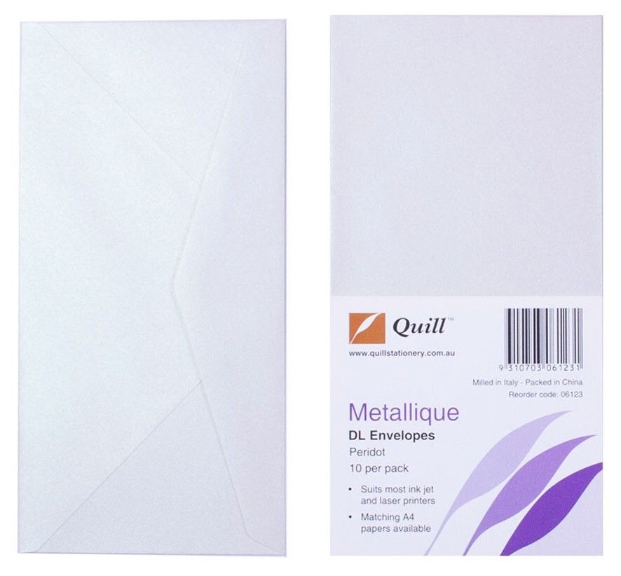 ENVELOPES QUILL DL METALLIQUE PERIDOT PK10