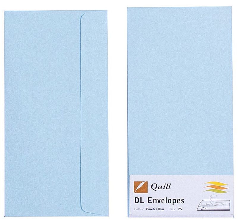 ENVELOPE QUILL DL 80GSM POWDER BLUE PK25