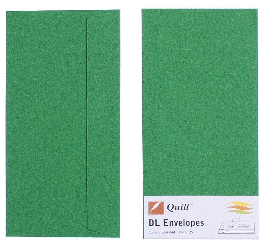 ENVELOPE QUILL DL 80GSM EMERALD PK25