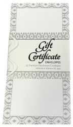 GIFT CERTIFICATE ENVELOPES OZCORP IVORY/SILVER PK25 GIFT CERTIFICATE ENVELOPES OZCORP IVORY/SILVER PK25
