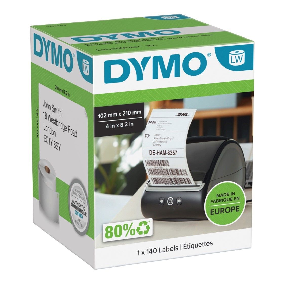 LABEL DYMO LABELWRITER DHL 102X210MM WHITE 140CT