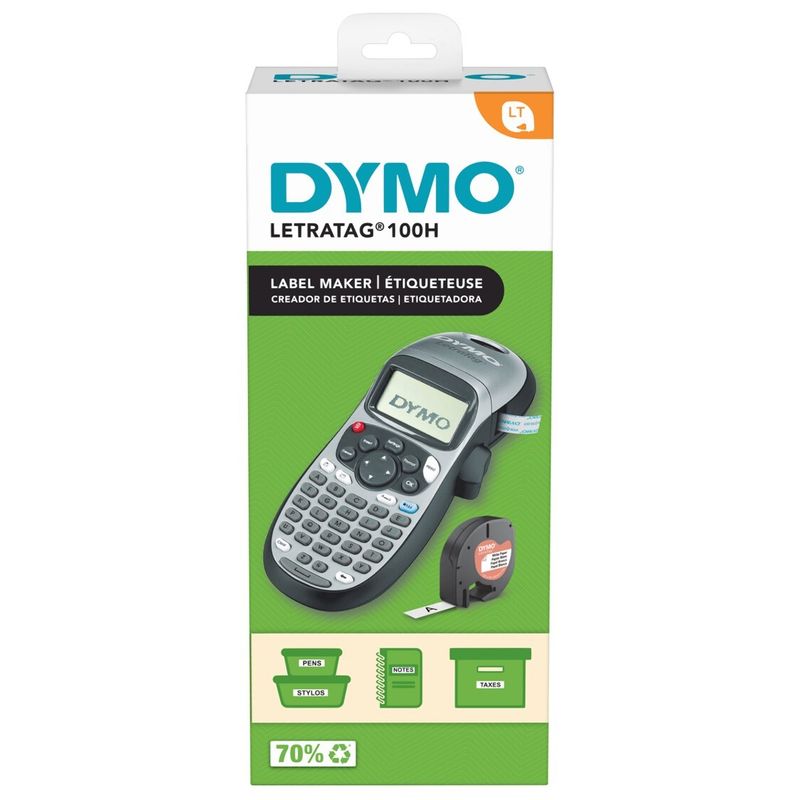 LABEL MAKER DYMO LETRATAG 100H HANDHELD LABELLER WITH 3 TAPES -  SILVER