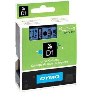LABEL TAPE DYMO D1 19MMX7M BLACK ON BLUE