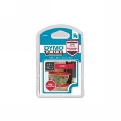 LABEL TAPE DYMO D1 DURABLE 12MMX3M WHITE ON RED
