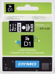 LABEL TAPE DYMO D1 19MMX7M WHITE ON BLACK