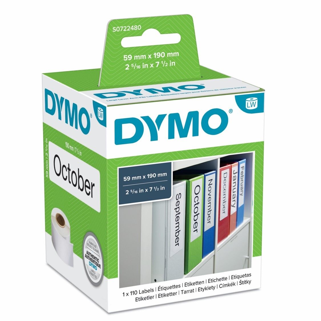 LABEL DYMO LABELWRITER 59X190 L/ARCH WHITE 1ROLL