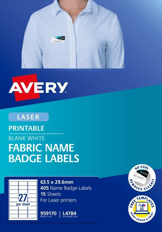 LABEL AVERY LASER L4784 NAME ACETATE SILK 27UP PK15