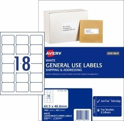 LABEL AVERY COPIER/LASER L7161GU 63.5X46.6 18UP BX100 LABEL AVERY COPIER/LASER L7161GU 63.5X46.6 18UP BX100