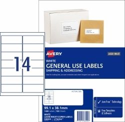 LABEL AVERY COPIER/LASER L7163GU 99.1X38.1 14UP BX100