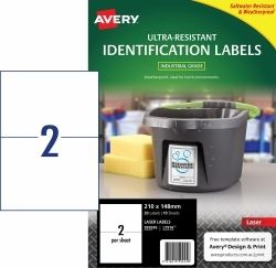 LABEL AVERY LASER L7916 ULTRA RESISTANT 210X148MM 2UP PK10 LABEL AVERY LASER L7916 ULTRA RESISTANT 210X148MM 2UP PK10