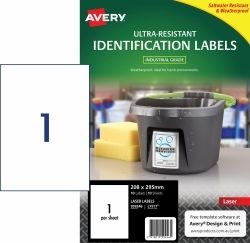 LABEL AVERY LASER L7917 ULTRA RESISTANT 208X295MM 1UP PK10 LABEL AVERY LASER L7917 ULTRA RESISTANT 208X295MM 1UP PK10